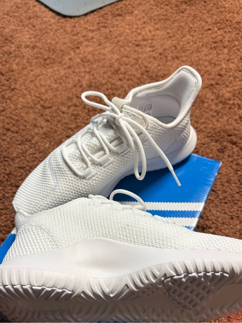 adidas Tubular Shadow White Knit Lace-Up Sneakers